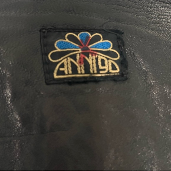 ANNI ‘90 Vtg Black Lambskin Leather Long Button Front Fitted Coat Dress Timeless - Picture 8 of 16